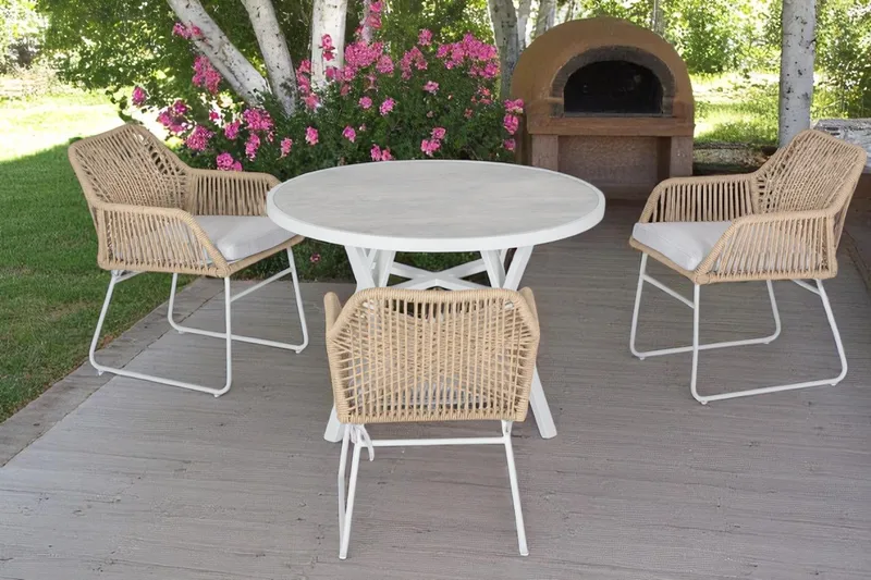 Utomhusbord Palermo rund Ø130 cm - grå/beige - Utemöbler - Trädgårdsbord & Utebord - Matbord ute