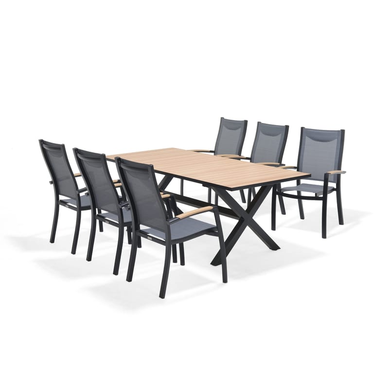 Utomhusbord Panama 200 cm - trä/svart - Utemöbler - Trädgårdsbord & Utebord - Matbord ute