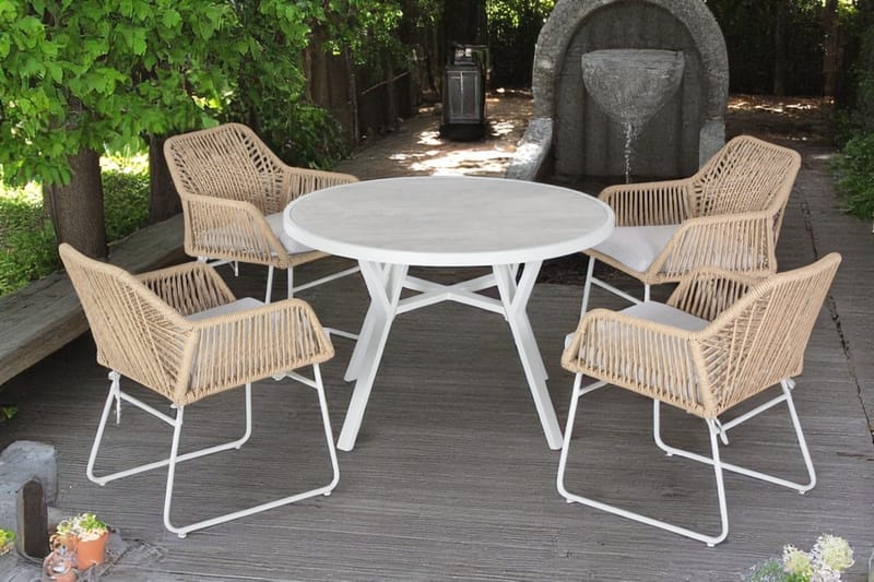 Utomhusbord Palermo rund Ø110 cm - grå/beige - Utemöbler - Trädgårdsbord & Utebord - Matbord ute