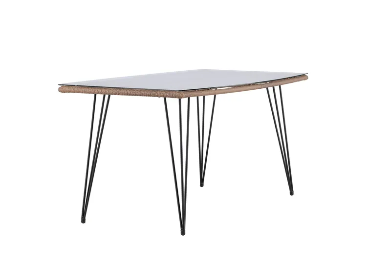 Viga Matbord Utomhus 90x160 cm – Rektangulärt Utebord i stål med glasskiva för Trädgården - Brun - Utemöbler - Trädgårdsbord & Utebord - Matbord ute