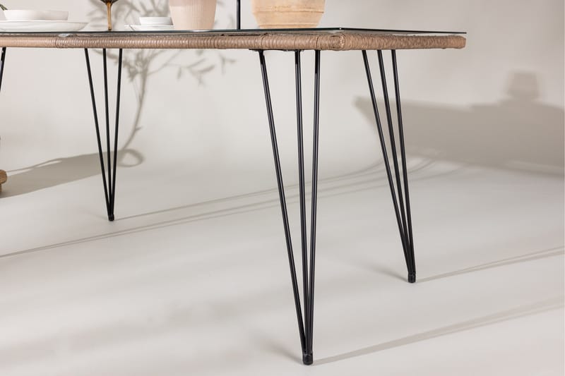 Viga Matbord Utomhus 90x160 cm – Rektangulärt Utebord i stål med glasskiva för Trädgården - Brun - Utemöbler - Trädgårdsbord & Utebord - Matbord ute