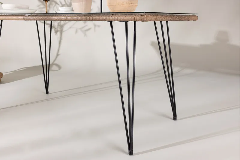 Viga Matbord Utomhus 90x160 cm – Rektangulärt Utebord i stål med glasskiva för Trädgården - Brun - Utemöbler - Trädgårdsbord & Utebord - Matbord ute