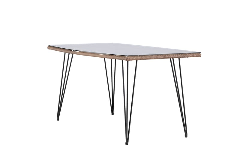 Viga Matbord Utomhus 90x160 cm – Rektangulärt Utebord i stål med glasskiva för Trädgården - Brun - Utemöbler - Trädgårdsbord & Utebord - Matbord ute