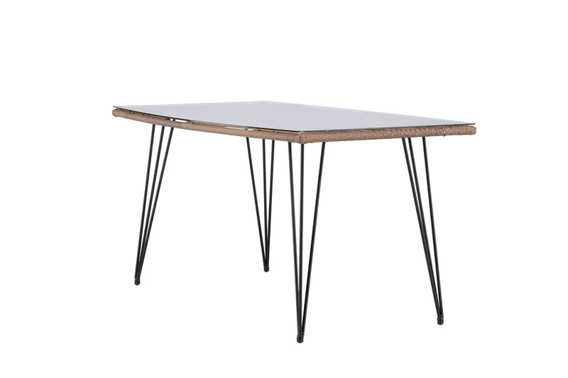 Viga Matbord Utomhus 90x160 cm – Rektangulärt Utebord i stål med glasskiva för Trädgården - Brun - Utemöbler - Trädgårdsbord & Utebord - Matbord ute