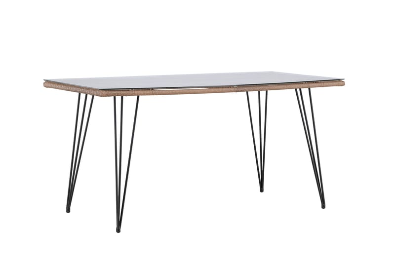 Viga Matbord Utomhus 90x160 cm – Rektangulärt Utebord i stål med glasskiva för Trädgården - Brun - Utemöbler - Trädgårdsbord & Utebord - Matbord ute