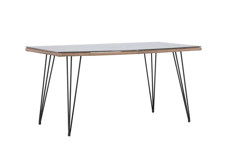 Viga Matbord Utomhus 90x160 cm – Rektangulärt Utebord i stål med glasskiva för Trädgården - Brun - Utemöbler - Trädgårdsbord & Utebord - Matbord ute