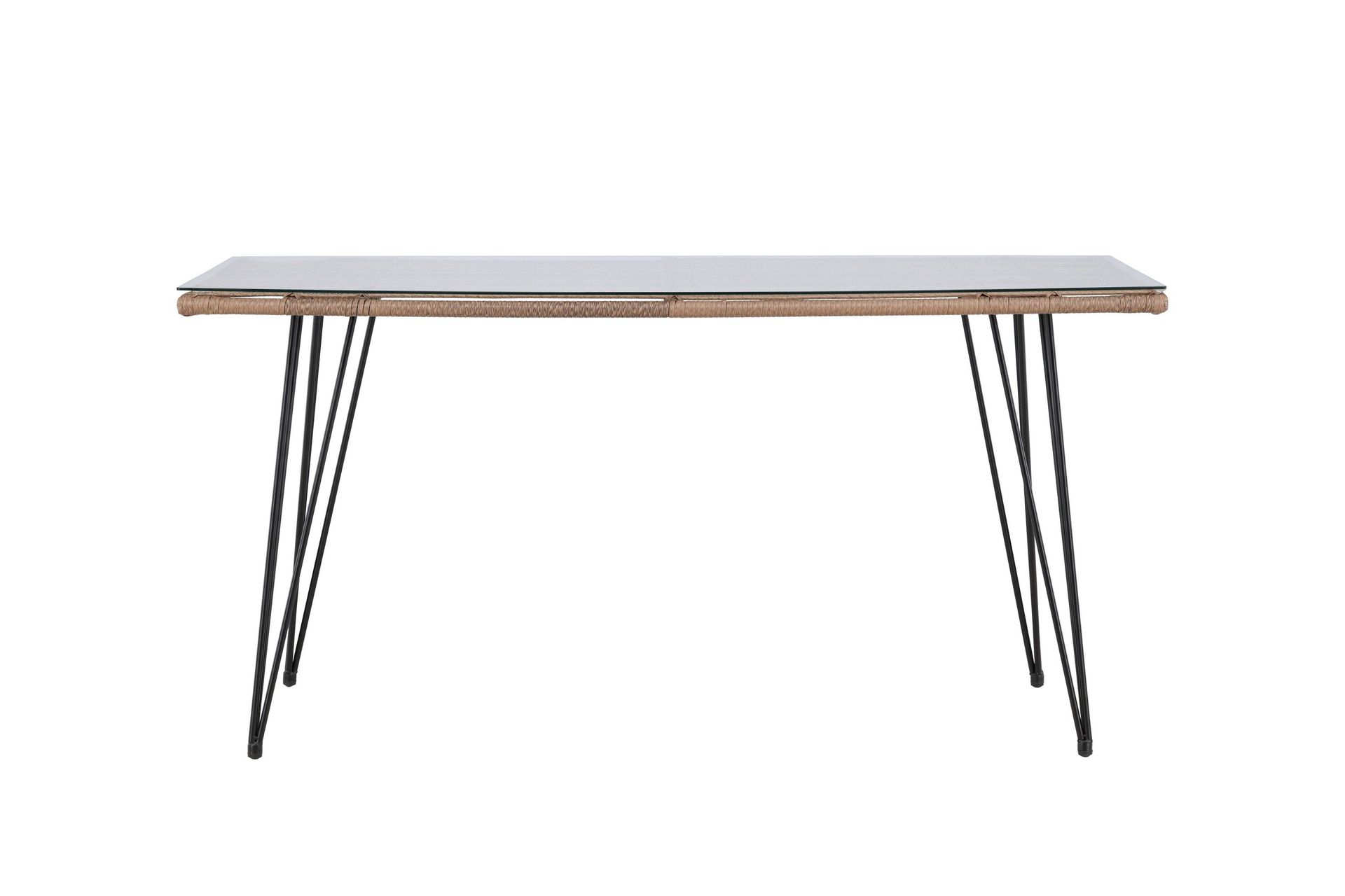 Viga Matbord Utomhus 90x160 cm – Rektangulärt Utebord i stål med glasskiva för Trädgården – Brun