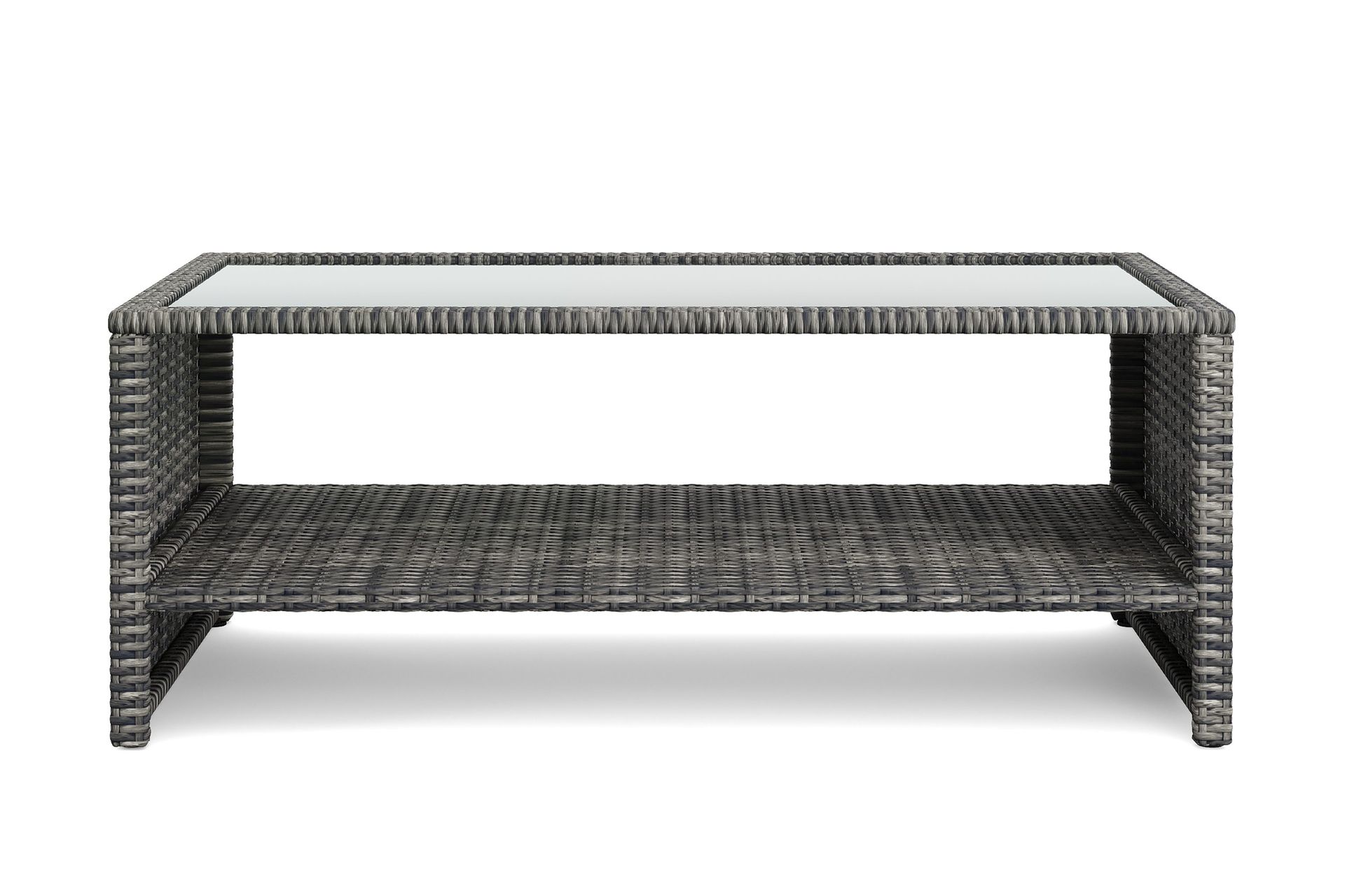 Wisconsin Soffbord utomhus i konstrotting med glasskiva och hylla f&ouml;r f&ouml;rvaring 58x110x43 cm - Gr&aring;