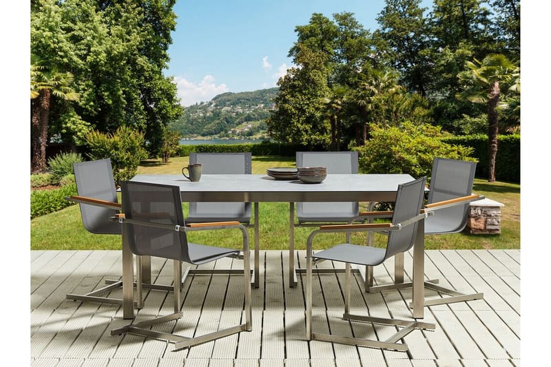 ZERVO Matbord Utomhus 180x90 cm Grå/Silver - Utemöbler - Trädgårdsbord & Utebord - Matbord ute