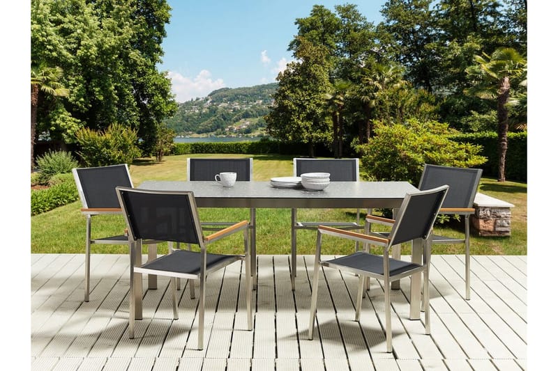 ZERVO Matbord Utomhus 180x90 cm Svart/Silver - Utemöbler - Trädgårdsbord & Utebord - Matbord ute