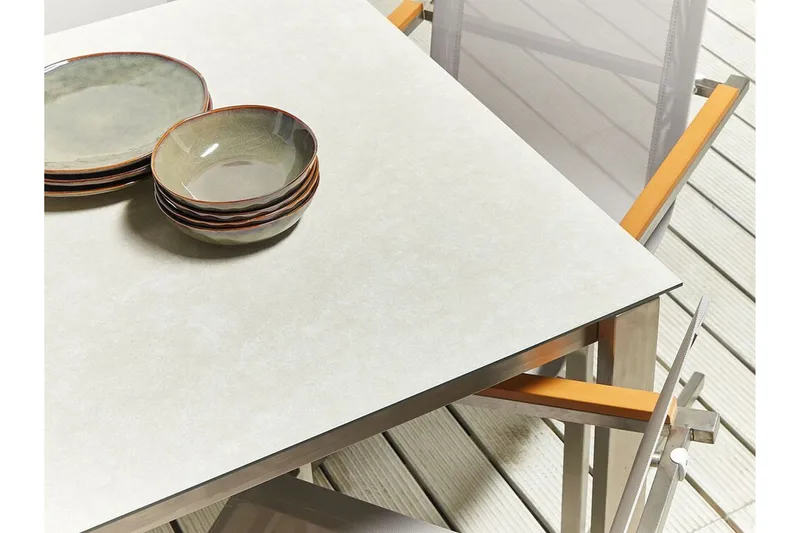 Zervo Matbord Utomhus 180x90 cm - Vit/Silver - Utemöbler - Trädgårdsbord & Utebord - Matbord ute