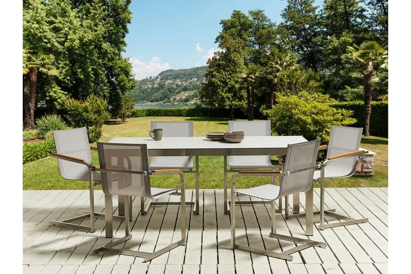 Zervo Matbord Utomhus 180x90 cm - Vit/Silver - Utemöbler - Trädgårdsbord & Utebord - Matbord ute