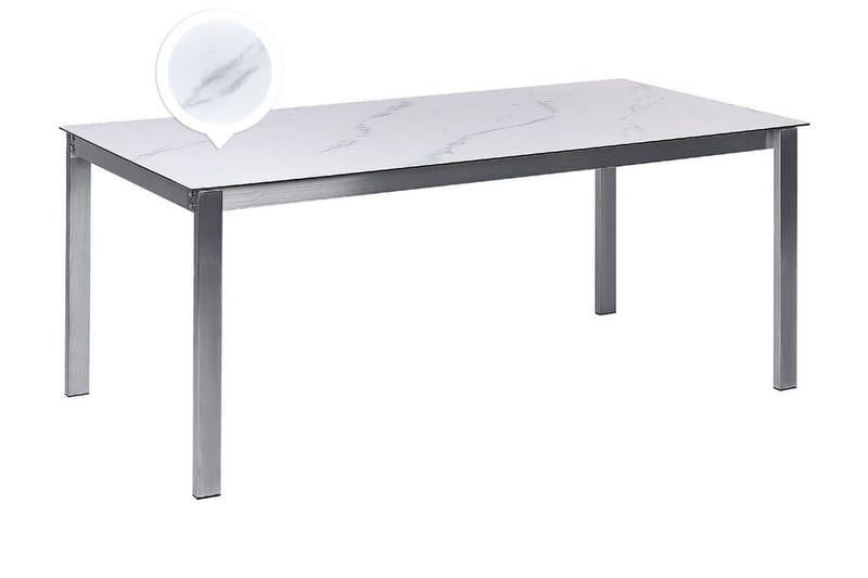 ZERVO Matbord Utomhus 180x90 cm Vit/Silver - Utemöbler - Trädgårdsbord & Utebord - Matbord ute