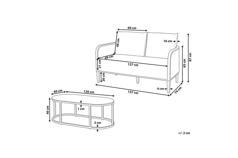 2-sitssoffa Montefalco - Utemöbler - Balkong - Balkongmöbler - Balkonggrupper