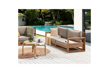 2-sitssoffa Timor Ljus trä/grått/beige, Ja - Ljus trä/grått/beige, Ja - Utemöbler - Utesoffor & bänkar - Loungesoffa