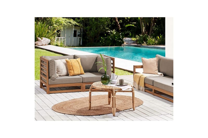 2-sitssoffa Trani Ljus trä/grått/beige - Ljus trä/grått/beige - Utemöbler - Utesoffor & bänkar - Trädgårdssoffa