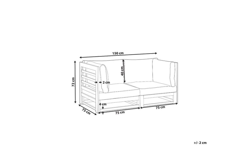 2-sitssoffa Trani Ljus trä/grått/beige - Ljus trä/grått/beige - Utemöbler - Utesoffor & bänkar - Trädgårdssoffa