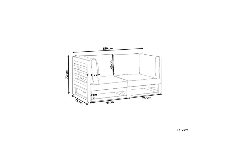 2-sitssoffa Trani Ljus trä/grått/beige - Ljus trä/grått/beige - Utemöbler - Utesoffor & bänkar - Trädgårdssoffa
