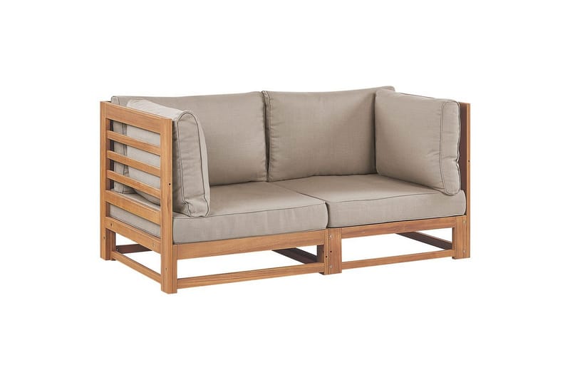 2-sitssoffa Trani Ljus trä/grått/beige, Ljus trä/grått/beige