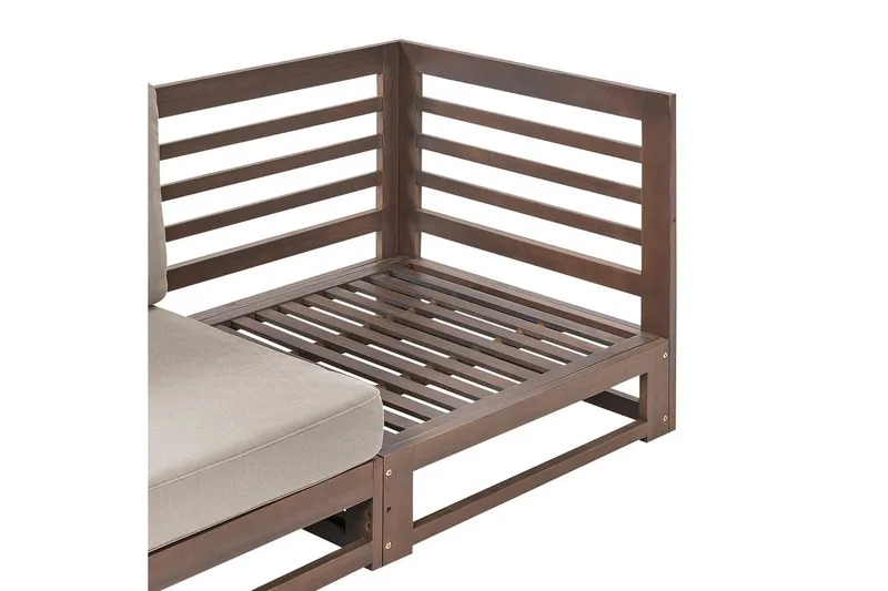 2-sitssoffa Trani Mörkt trä/grått/beige - Mörkt trä/grått/beige - Utemöbler - Utesoffor & bänkar - Trädgårdssoffa