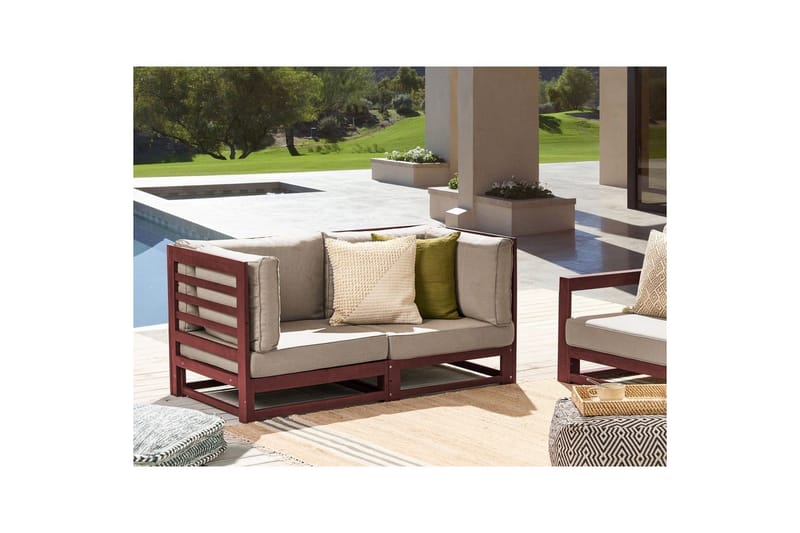 2-sitssoffa Trani Rödbrun/grått/beige - Rödbrun/grått/beige - Utemöbler - Utesoffor & bänkar - Trädgårdssoffa