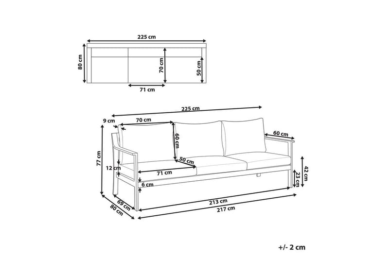 3-sitssoffa Kiato Ljusgrå /svart - Ljusgrå /svart - Utemöbler - Utesoffor & bänkar - Trädgårdssoffa