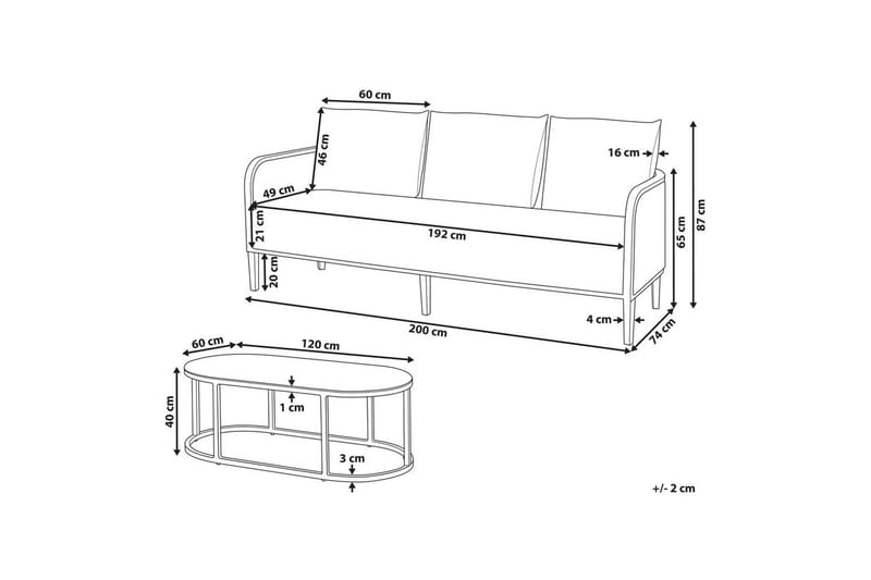 3-sitssoffa Montefalco - Utemöbler - Balkong - Balkongmöbler - Balkonggrupper