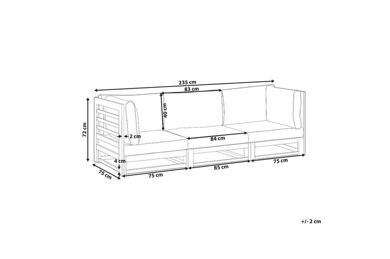 3-sitssoffa Trani Mörkt trä/grått/beige, Nej - Mörkt trä/grått/beige, Nej - Utemöbler - Utesoffor & bänkar - Loungesoffa