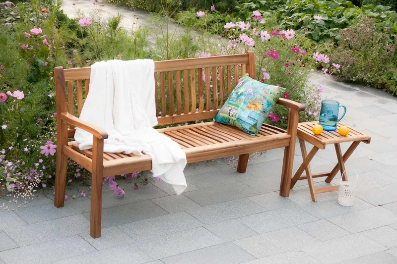 Bänk Utomhus FINLAY 150x61xH91cm trä: Akacia - Utemöbler - Utesoffor & bänkar - Trädgårdssoffa