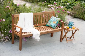 Bänk Utomhus FINLAY 150x61xH91cm trä: Akacia - Utemöbler - Utesoffor & bänkar - Trädgårdssoffa