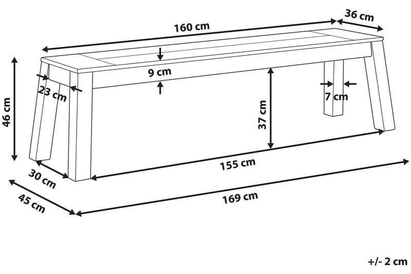 Coteto 3-sits Sittbänk Utomhus 160 cm - Akacia - Utemöbler - Utesoffor & bänkar - Trädgårdsbänkar