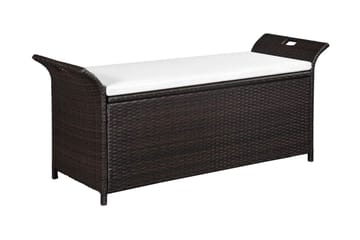 FörvaringsBänk Utomhus med dyna 138 cm konstrotting brun