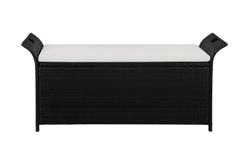 FörvaringsBänk Utomhus med dyna 138 cm konstrotting svart - Svart - Utemöbler - Utesoffor & bänkar - Trädgårdsbänkar