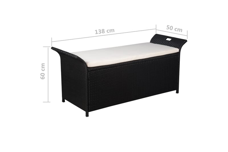 FörvaringsBänk Utomhus med dyna 138 cm konstrotting svart - Svart - Utemöbler - Utesoffor & bänkar - Trädgårdsbänkar