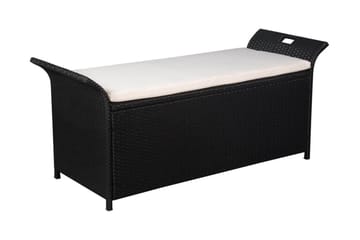 FörvaringsBänk Utomhus med dyna 138 cm konstrotting svart