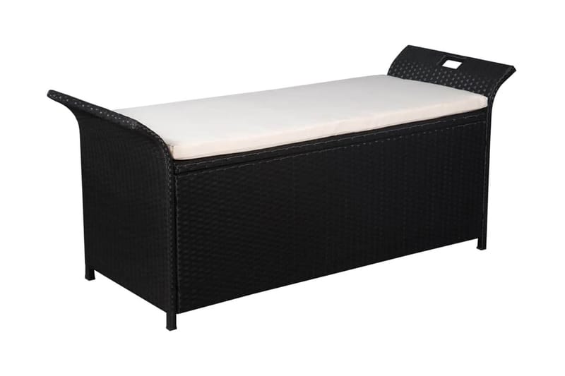 FörvaringsBänk Utomhus med dyna 138 cm konstrotting svart - Svart - Utemöbler - Utesoffor & bänkar - Trädgårdsbänkar