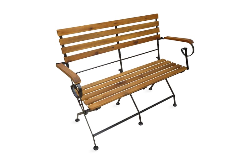 Hopfällbar Trädgårdsbänk 112 cm massivt akaciaträ - Brun - Utemöbler - Utesoffor & bänkar - Trädgårdsbänkar