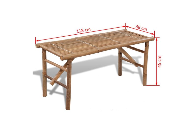 Hopfällbar Trädgårdsbänk 118 cm bambu - Brun - Utemöbler - Utesoffor & bänkar - Trädgårdsbänkar