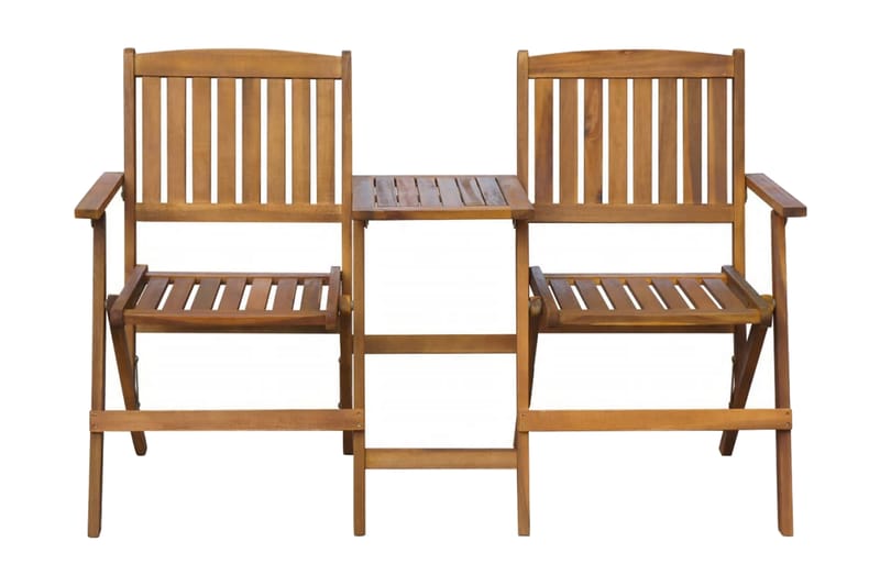 Hopfällbar Trädgårdsbänk med teUtebord 140 cm massivt akaciaträ - Brun - Utemöbler - Utesoffor & bänkar - Trädgårdsbänkar