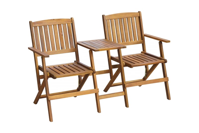 Hopfällbar Trädgårdsbänk med teUtebord 140 cm massivt akaciaträ - Brun - Utemöbler - Utesoffor & bänkar - Trädgårdsbänkar