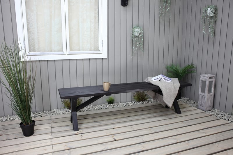LIETINNA Utebänk 180 cm Svart - Utemöbler - Utesoffor & bänkar - Trädgårdsbänkar