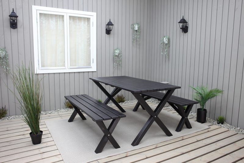 LIETINNA Utebänk 180 cm Svart - Utemöbler - Utesoffor & bänkar - Trädgårdsbänkar