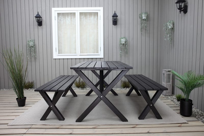 LIETINNA Utebänk 180 cm Svart - Utemöbler - Utesoffor & bänkar - Trädgårdsbänkar