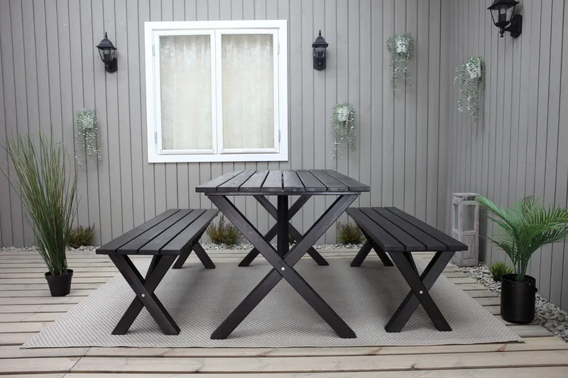 Lietinna Utebänk 180 cm - Svart - Utemöbler - Utesoffor & bänkar - Trädgårdsbänkar