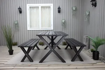 Lietinna Utebänk 180 cm - Svart - Utemöbler - Utesoffor & bänkar - Trädgårdsbänkar