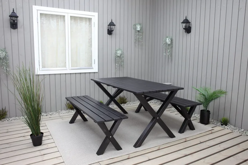 Lietinna Utebänk 180 cm - Svart - Utemöbler - Utesoffor & bänkar - Trädgårdsbänkar
