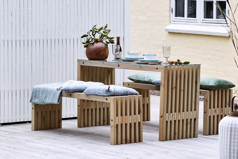 PLUS Rustik trallBänk Utomhus Design 138x36x45cm - Utemöbler - Utesoffor & bänkar - Trädgårdsbänkar