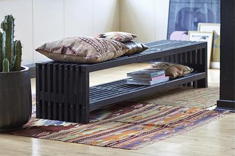 PLUS Rustik trallBänk Utomhus Design 218x49x45cm m/hylla - Utemöbler - Utesoffor & bänkar - Trädgårdsbänkar