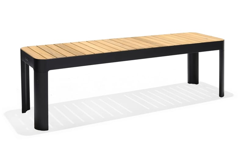 PORTALS Utebänk 143 cm Svart/Teak - Utemöbler - Utesoffor & bänkar - Trädgårdsbänkar