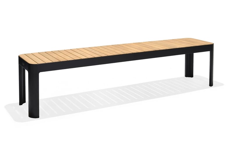 PORTALS Utebänk 182 cm Svart/Teak - Utemöbler - Utesoffor & bänkar - Trädgårdsbänkar